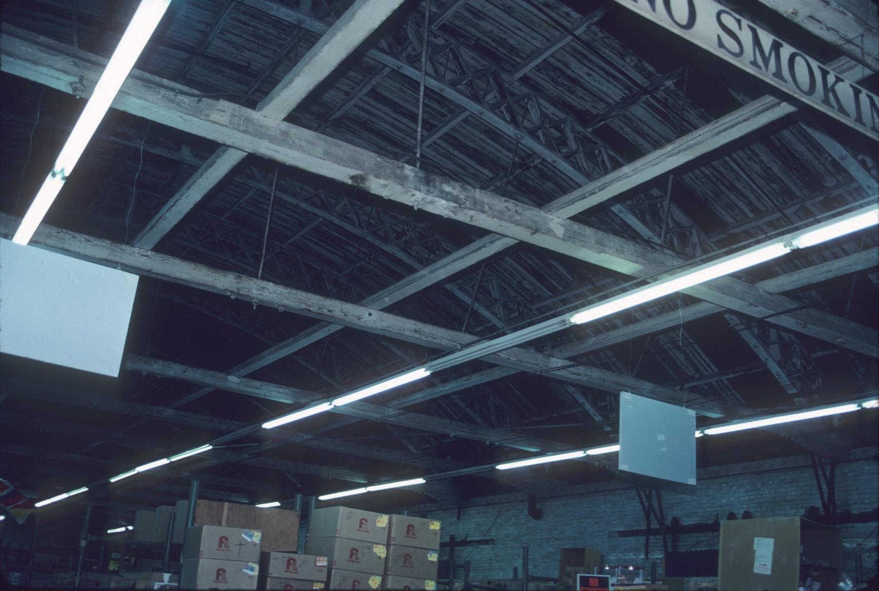 General view of arched roof trusses