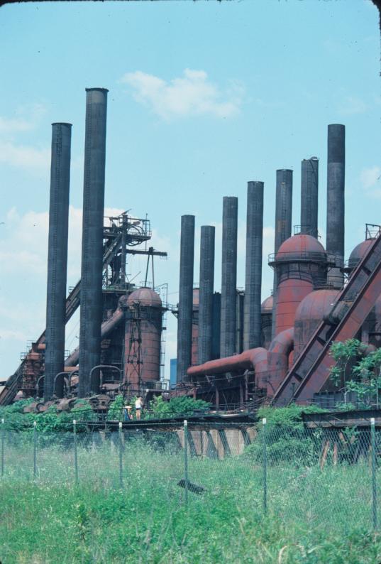 View of furnace, stoves and stacks