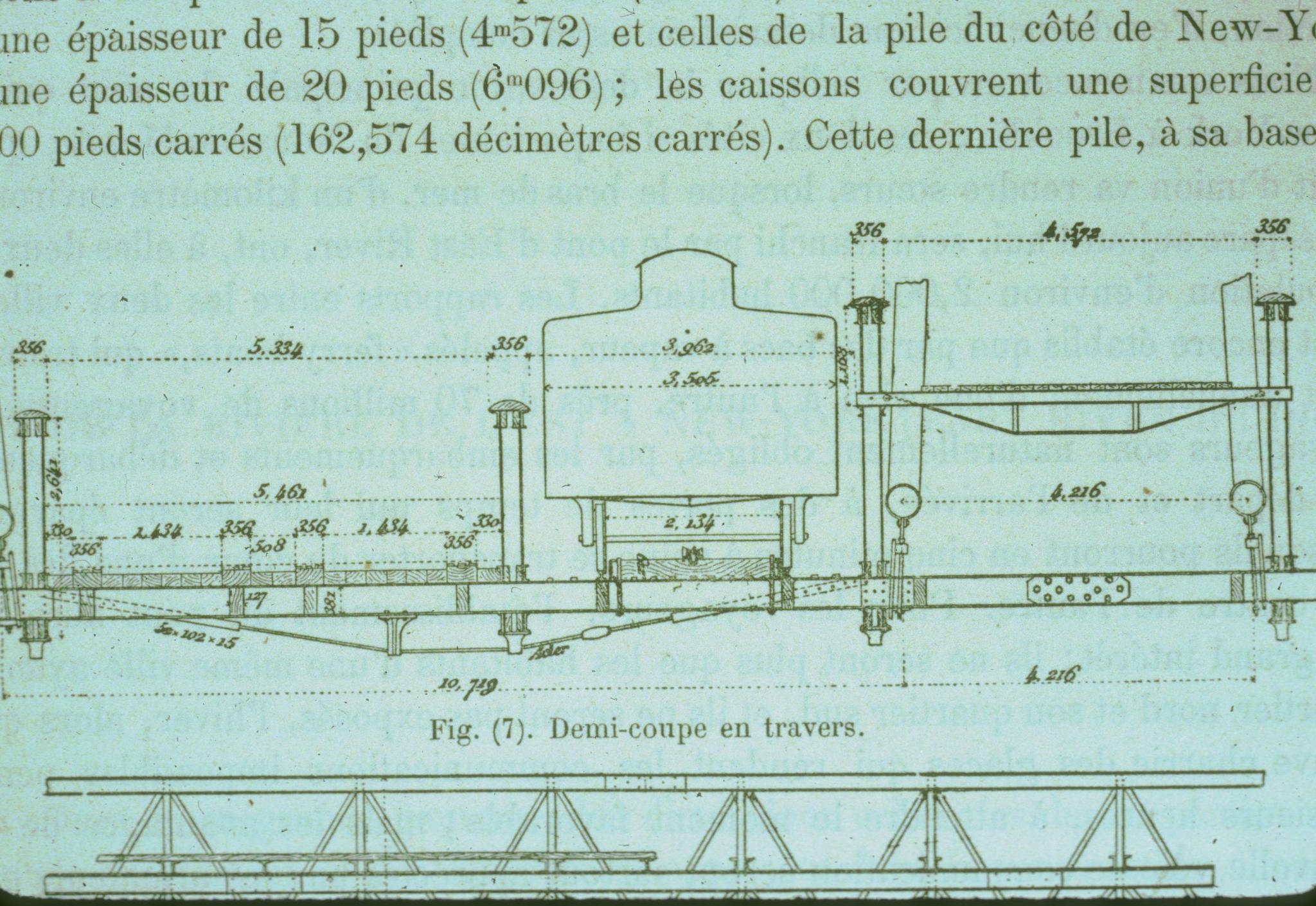 Unidentified drawing of the deck of the Brooklyn Bridge from a French…