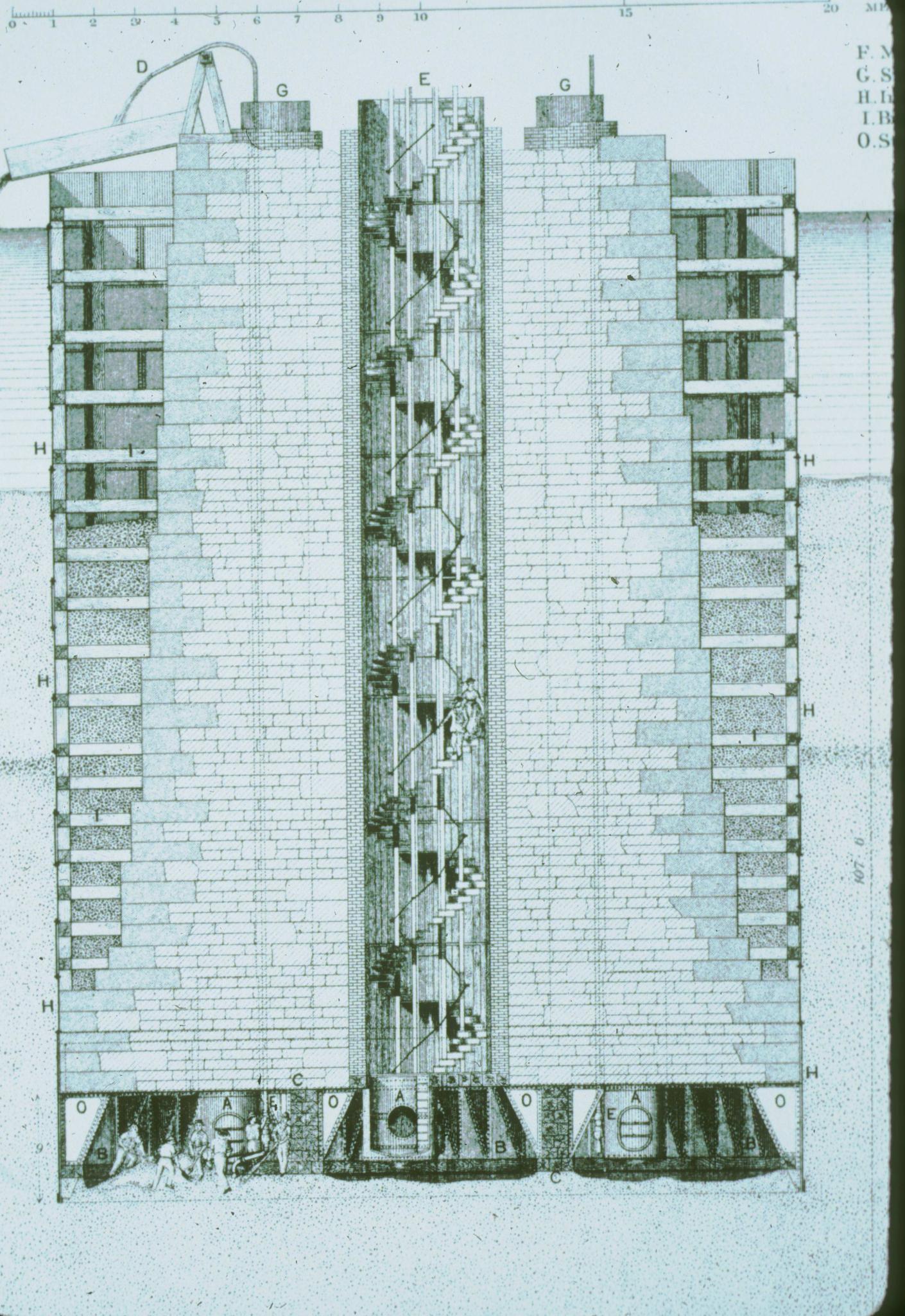 Drawing of an unidentified bridge foundation/caisson.  