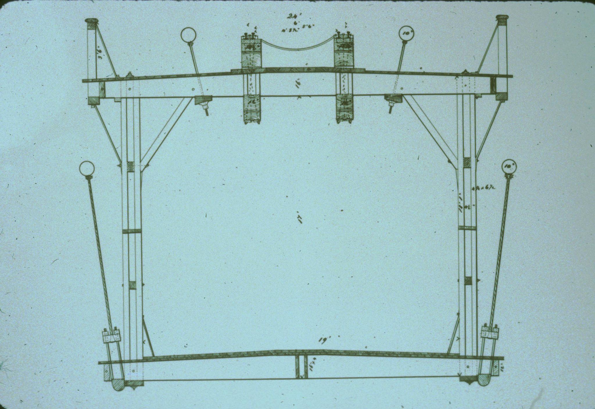 Historic cross-section of an unidentified bridge.