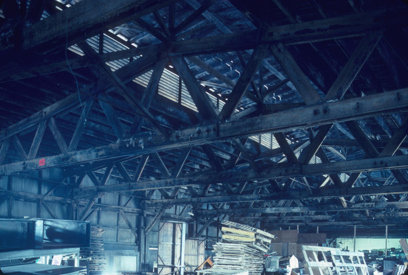 Roof trusses inside President Street freight stationHeadhouse - Philadelphia…