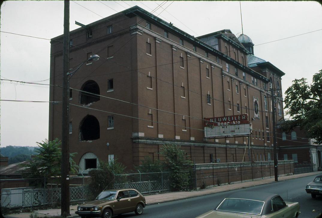 back view with modern sign