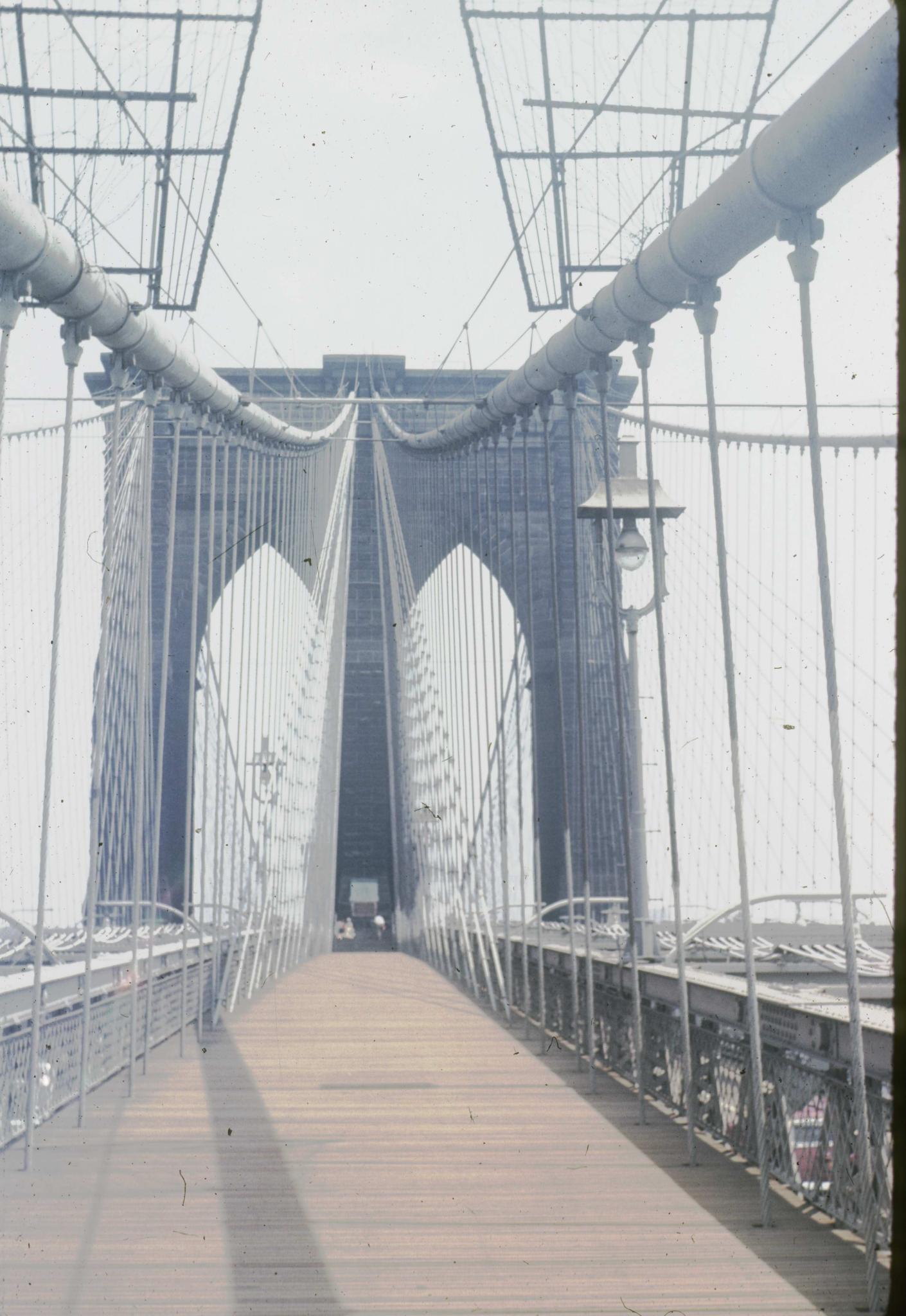 Photograph of Brooklyn Bridge's promenade.