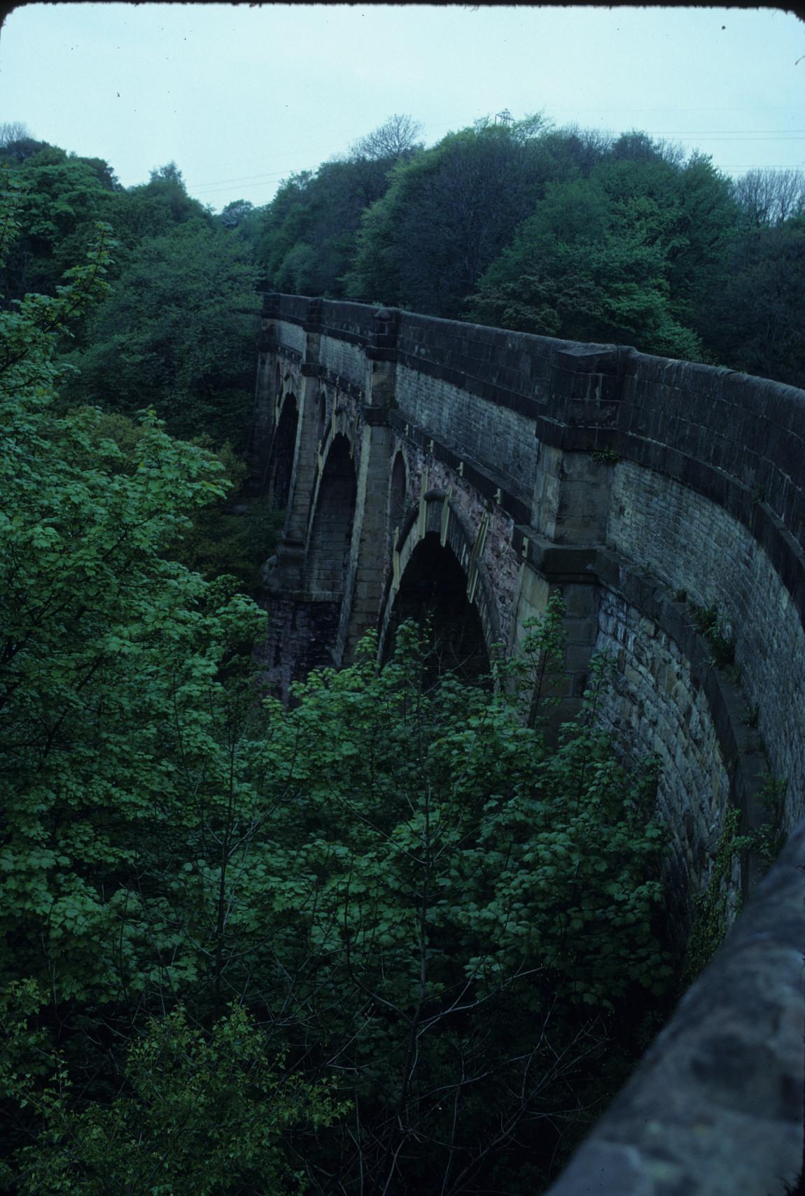 View down from aqueduct level of supporting arches