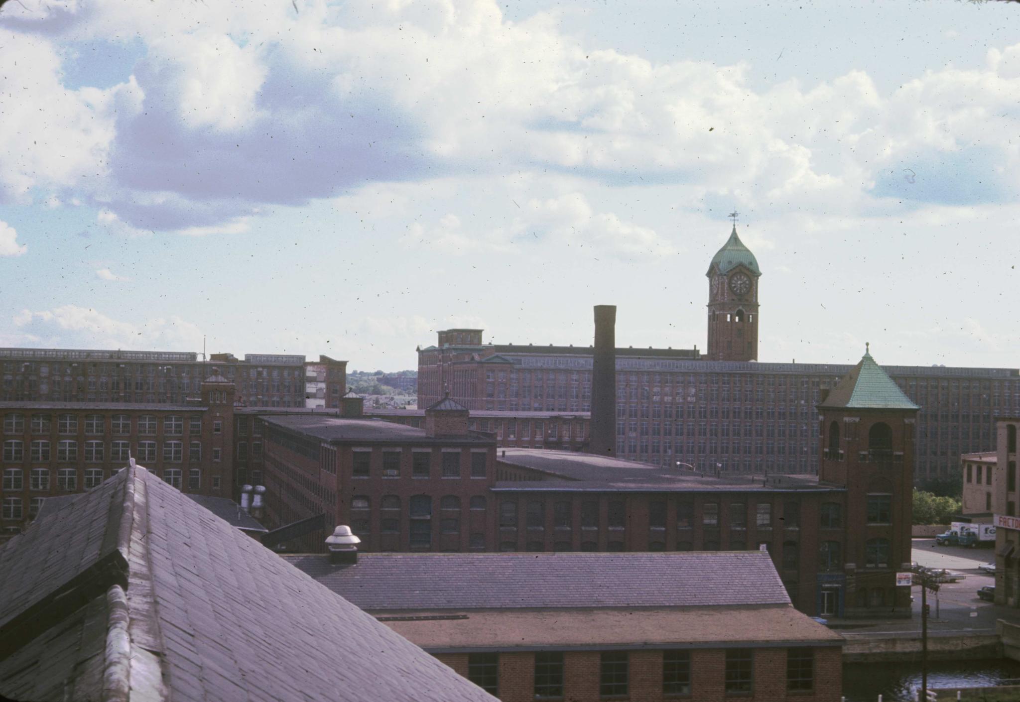 Ayer Mill and view south from the roof of the Lawrence Machine Shop.