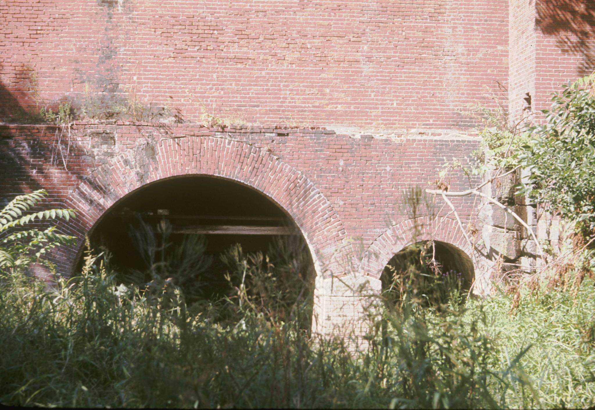 Photograph of the brick arches of the tailrace of an unknown mill on Union…