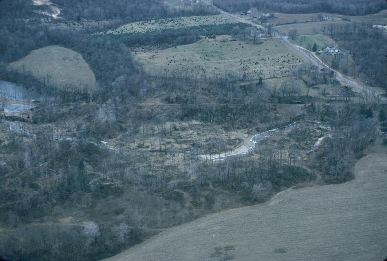 Aerial view of \"Principio Iron Furnace\" setting; specific features…