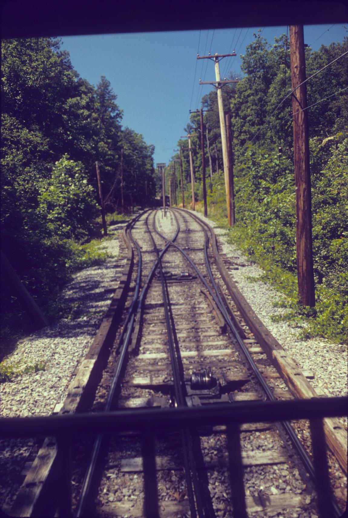 View from car at mid-point passing track