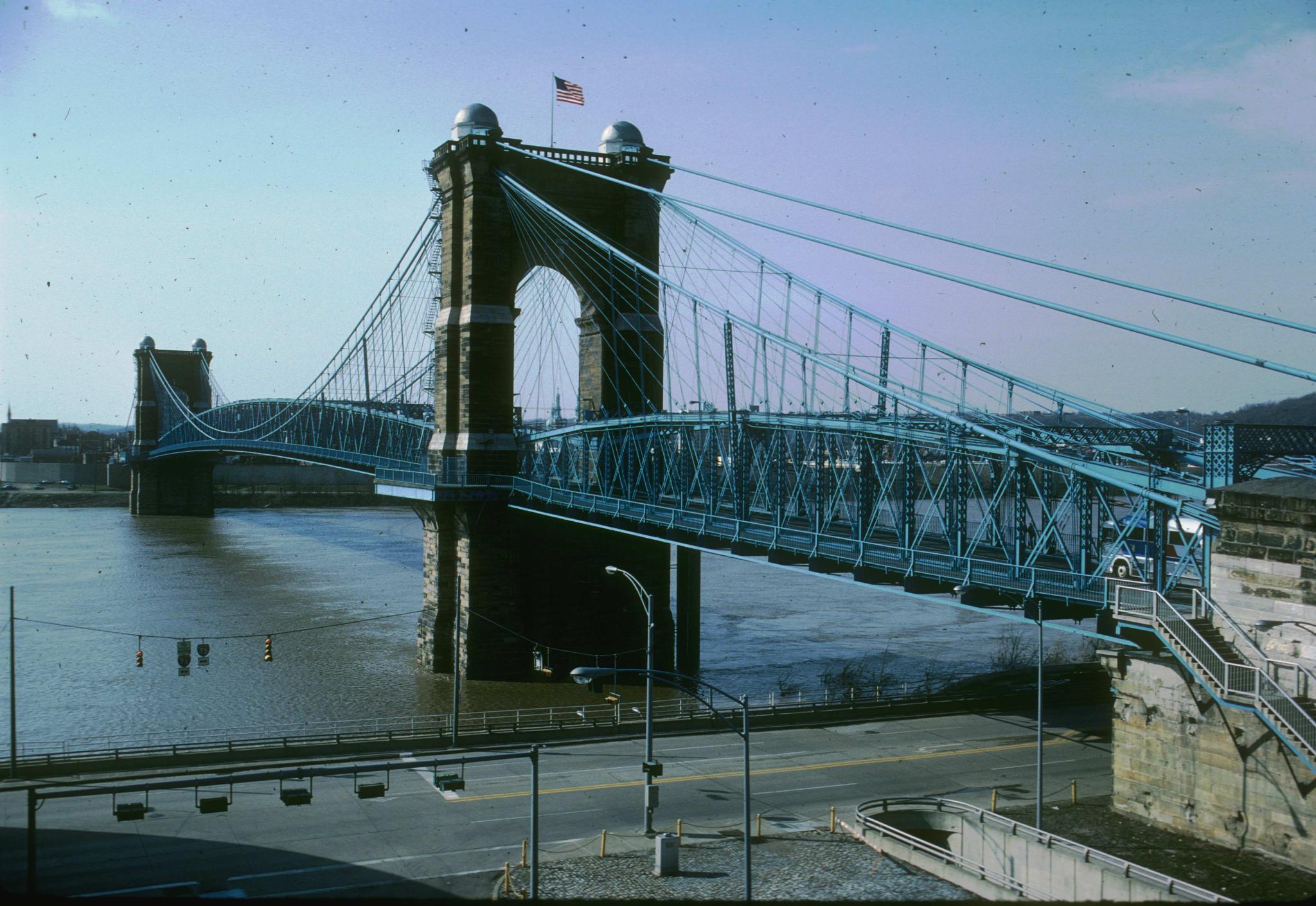 Photograph of the Cincinnati Bridge.