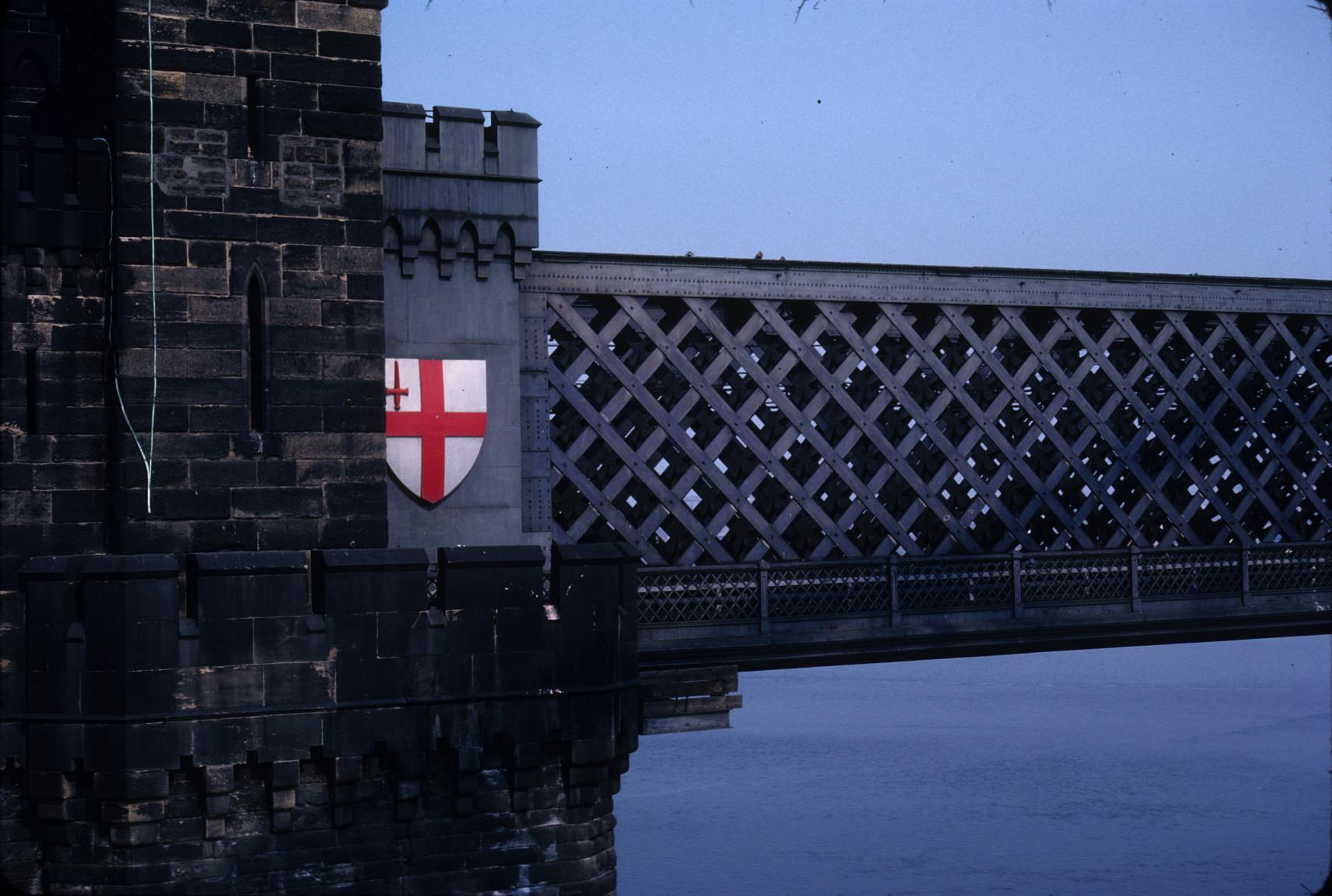 East face of the Runcorn Railway Bridge, over the River Mersey.