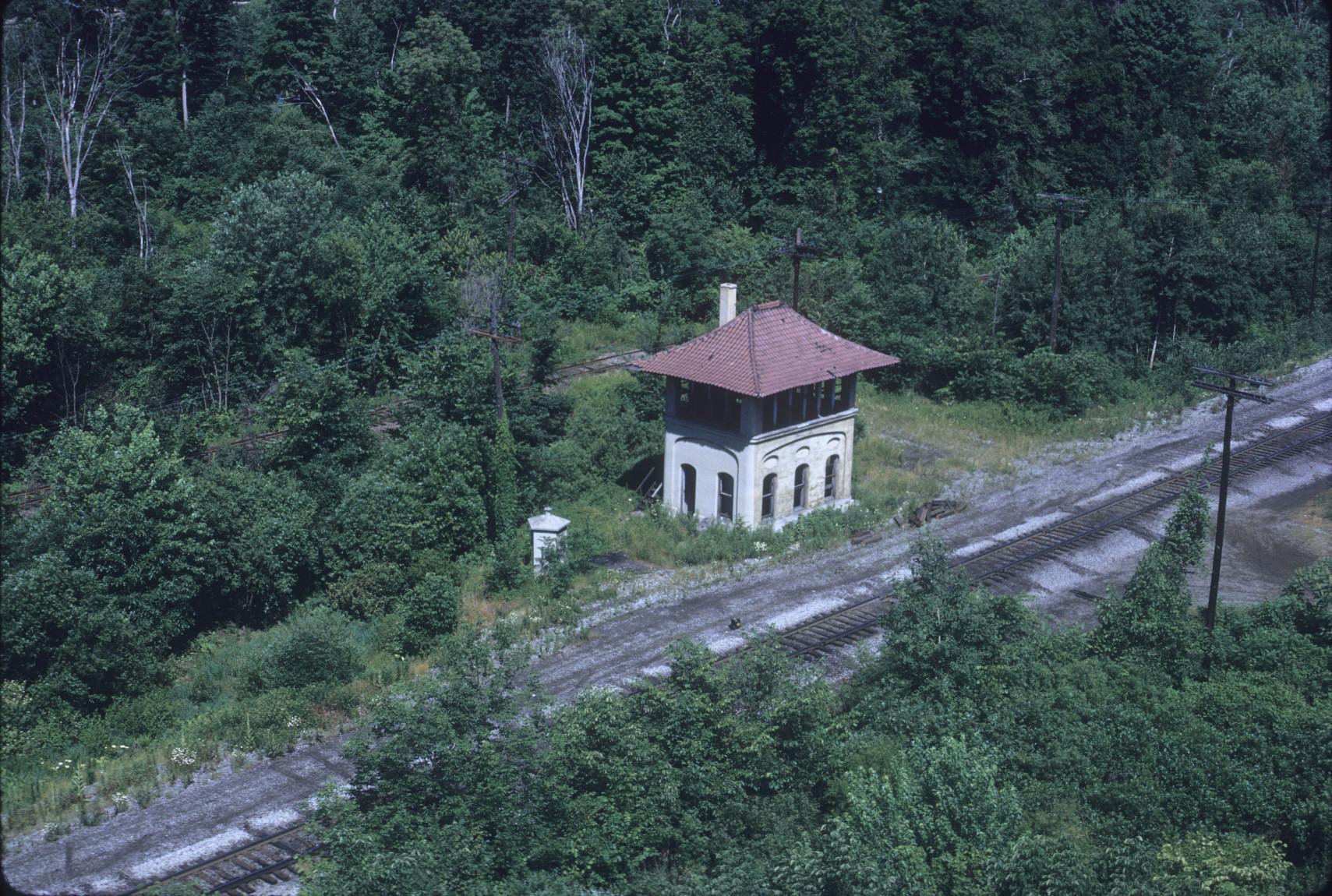 B&O/Erie tower at crossing of PRRAerial (helicopter) view