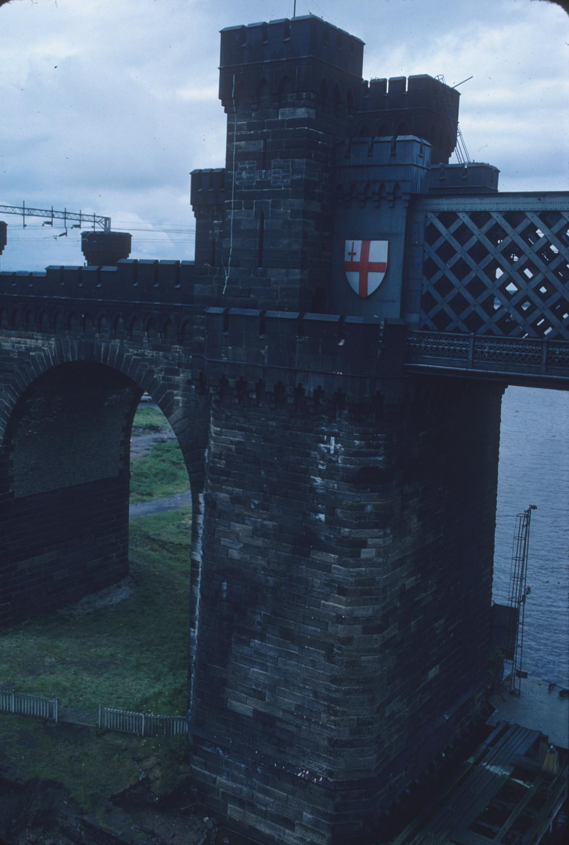 East face of the Runcorn Railway Bridge, over the River Mersey.