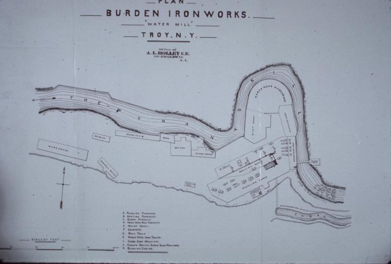 Plan of the Water (Upper) Mill by A.L. Holley, civil engineer, ca. 1870.