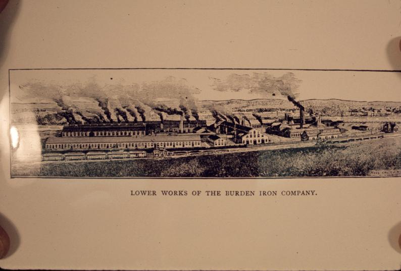 Panoramic drawing of the Steam (Lower) Mill, from Weise's History of Troy…