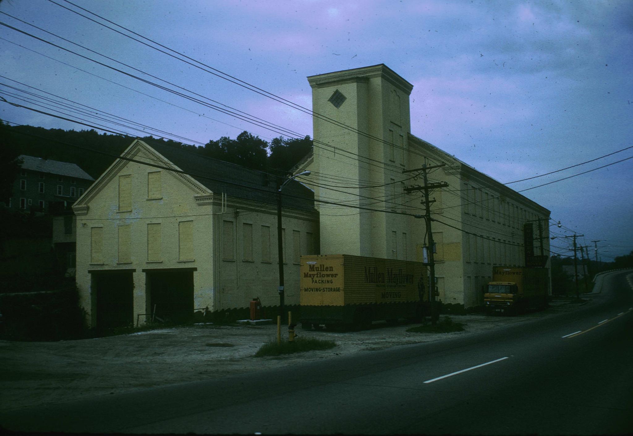 Photograph of an unidentified brick textile mill south of Adams, Massachusetts.