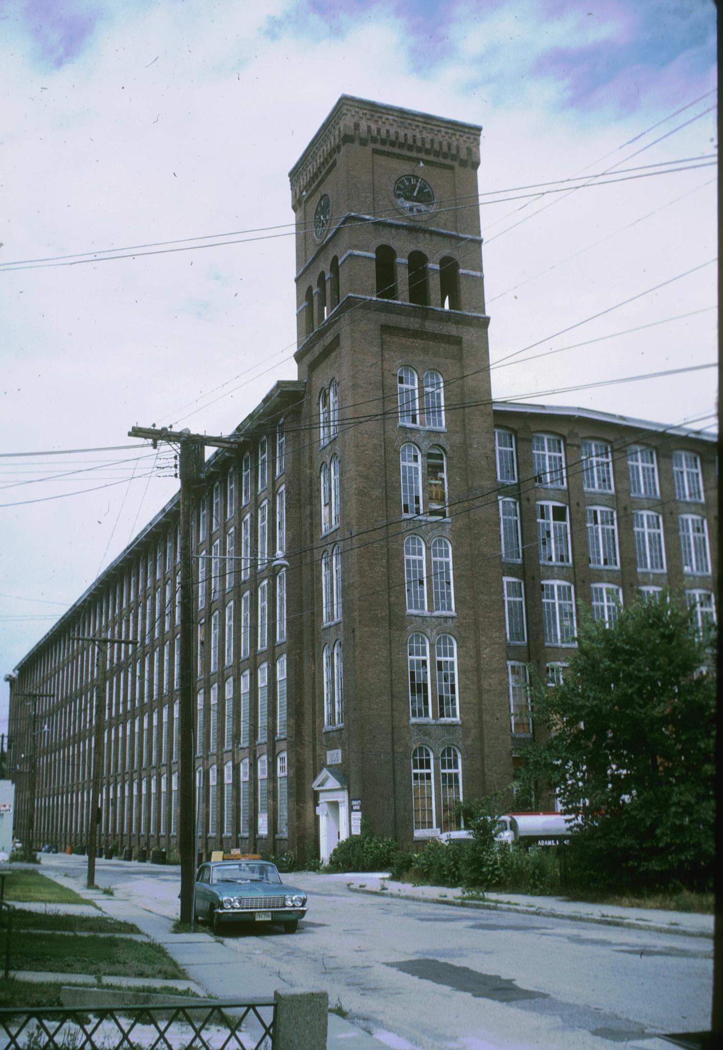 Photograph of the mill showing one of the towers.