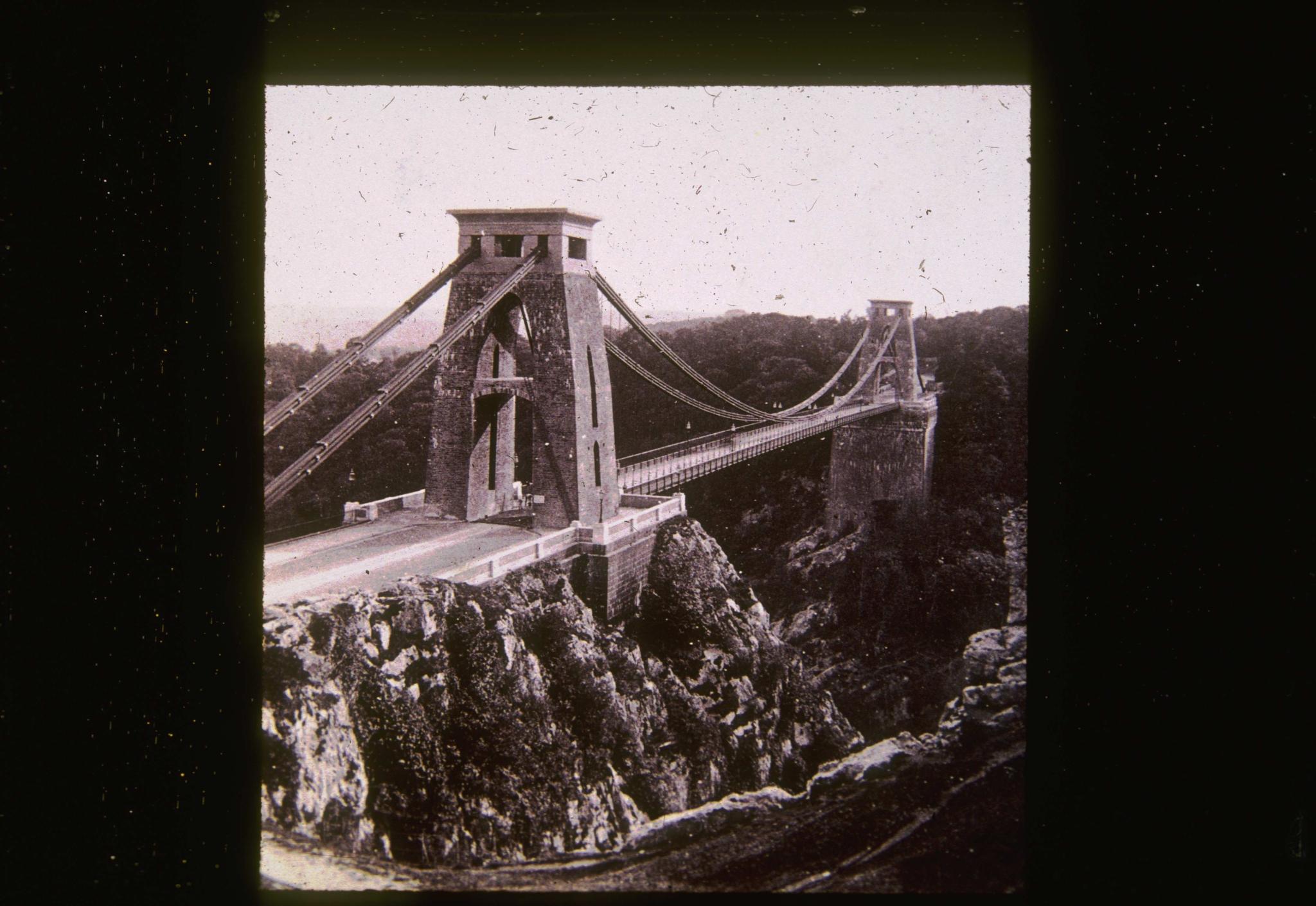 Historic photograph showing the completed Clifton bridge.