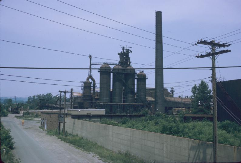 View of blast furnace (ca. 1925) and other structures.