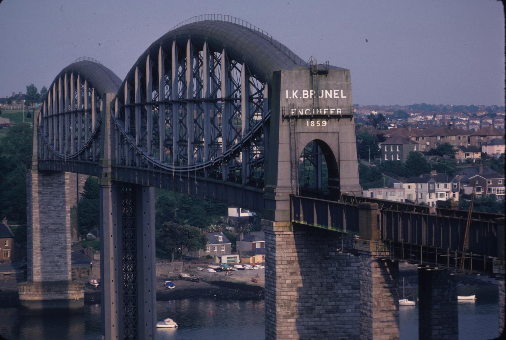 North face of the Royal Albert Bridge over the River Tamar.