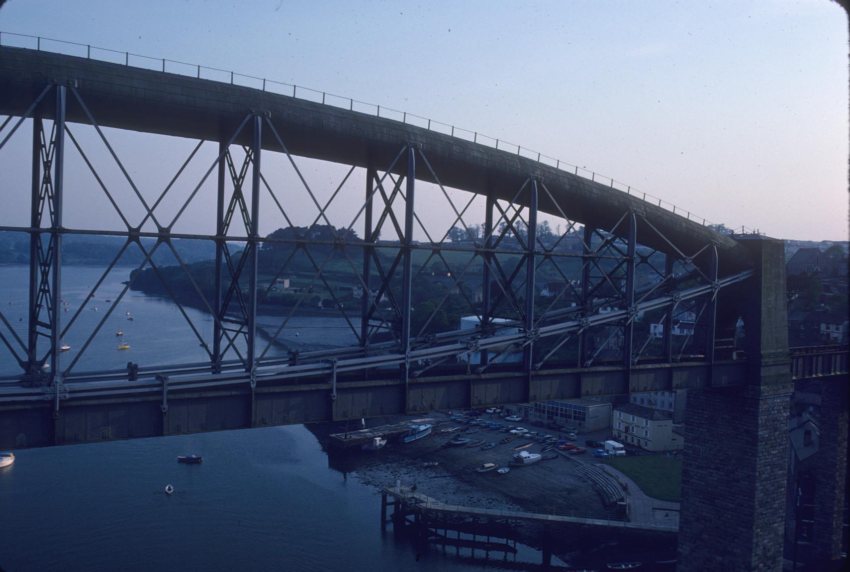 North face of the Royal Albert Bridge over the River Tamar.