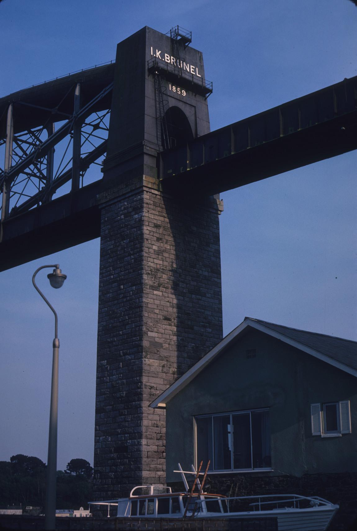 Royal Albert Bridge over the River Tamar, Cornish end.