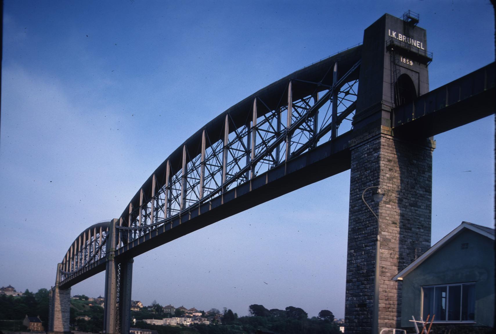 North face of the Royal Albert Bridge over the River Tamar.