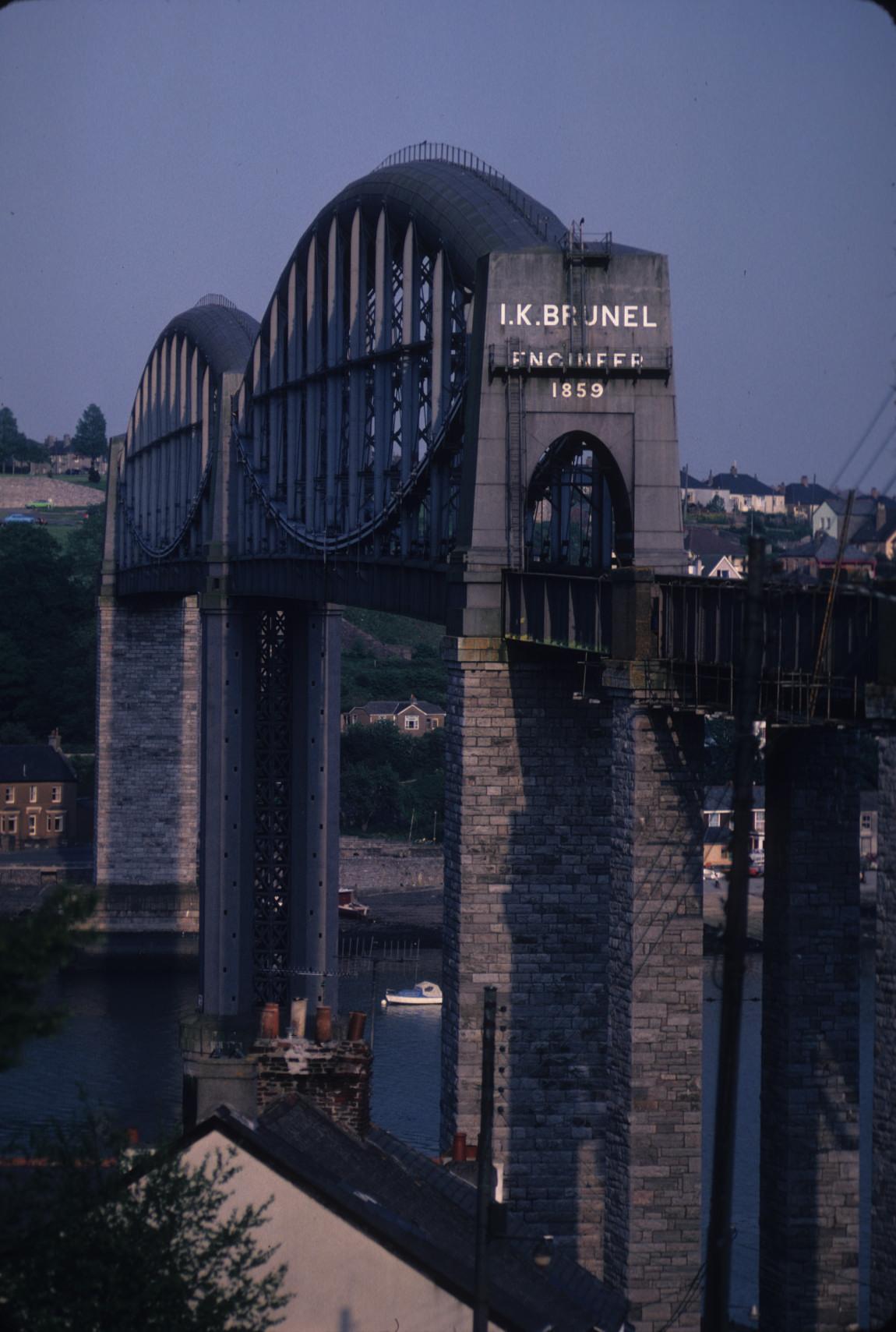 North face of the Royal Albert Bridge over the River Tamar, from the Cornish…