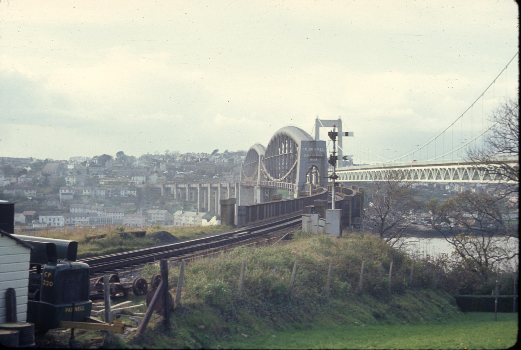 View of the Royal Albert Bridge over the River Tamar, looking from Plymouth…