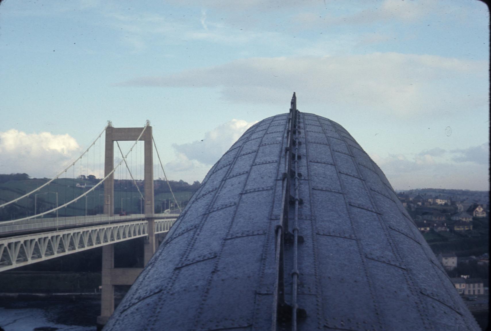 View from west to east at the top of the Royal Albert Bridge over the River…