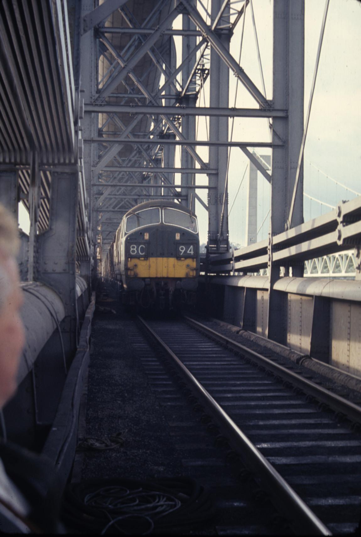 Locomotive on the Royal Albert Bridge over the River Tamar, looking from east…