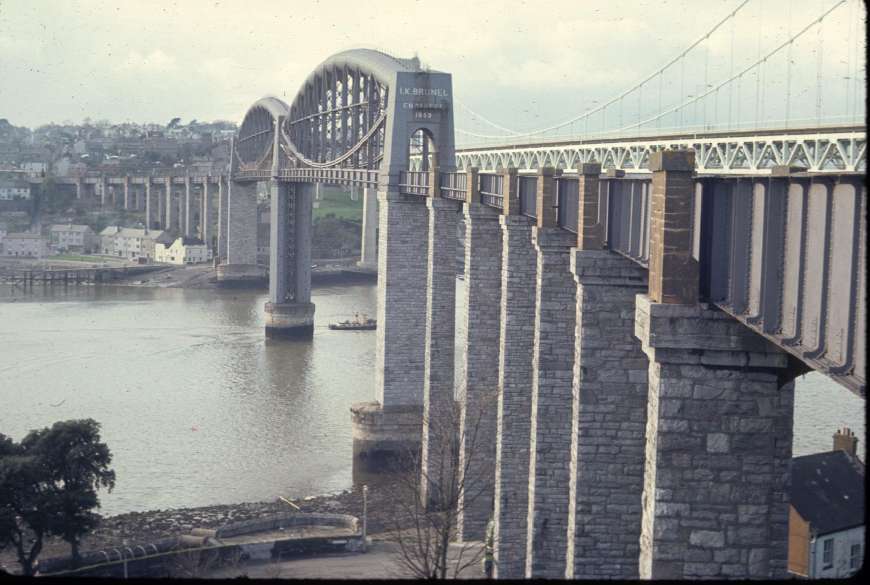 Royal Albert Bridge over the River Tamar, looking from east to west.