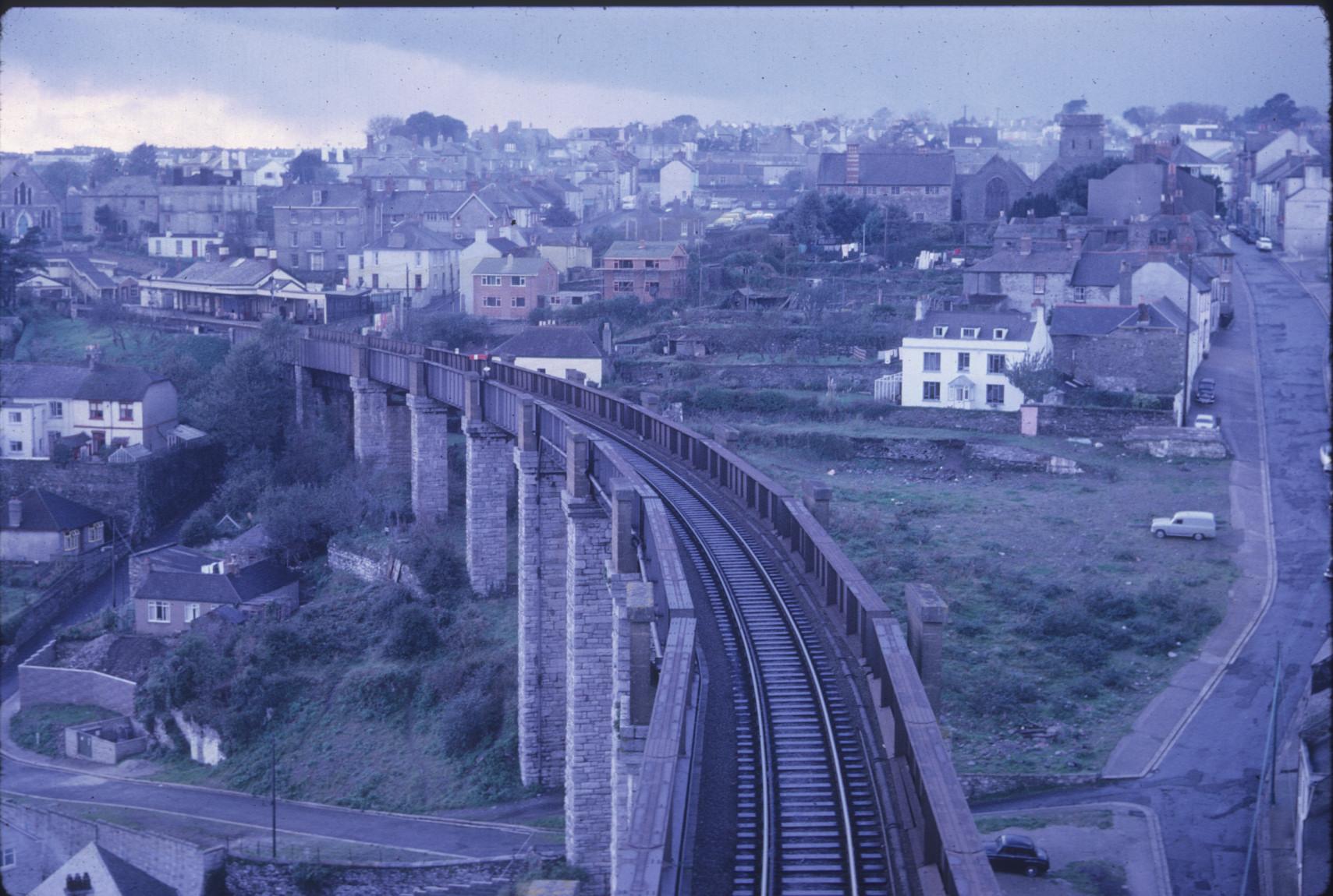 Saltash Station from Royal Albert Bridge over the River Tamar.