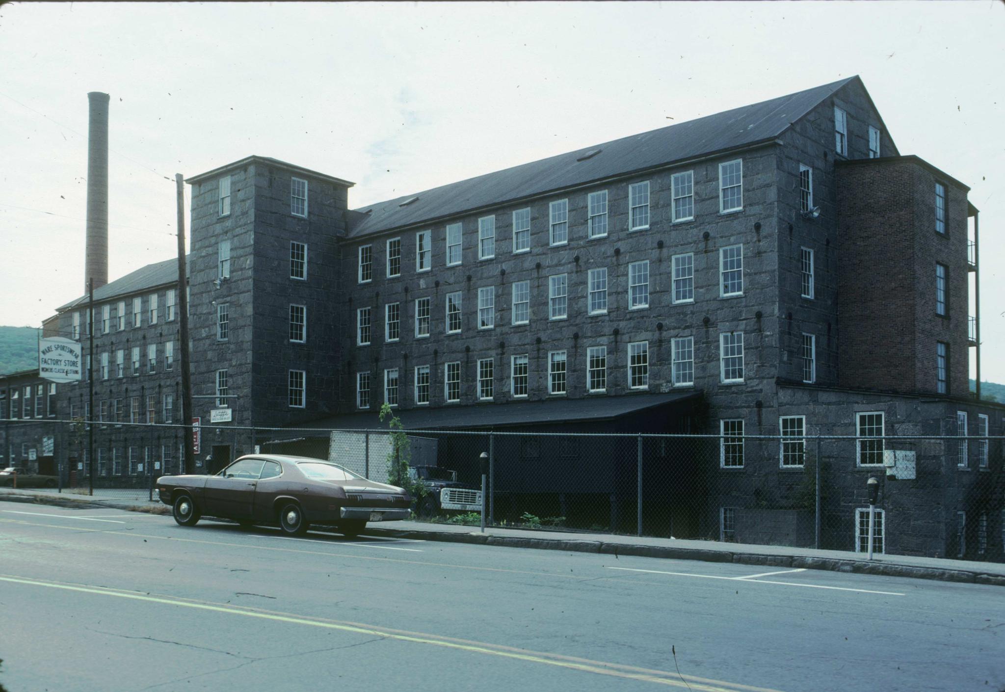 Photograph of an unidentified stone mill in Ware, Massachusetts.