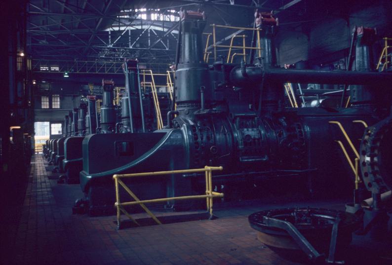 View of ca. 1915 (dates vary) gas blast engines at South Bethlehem.