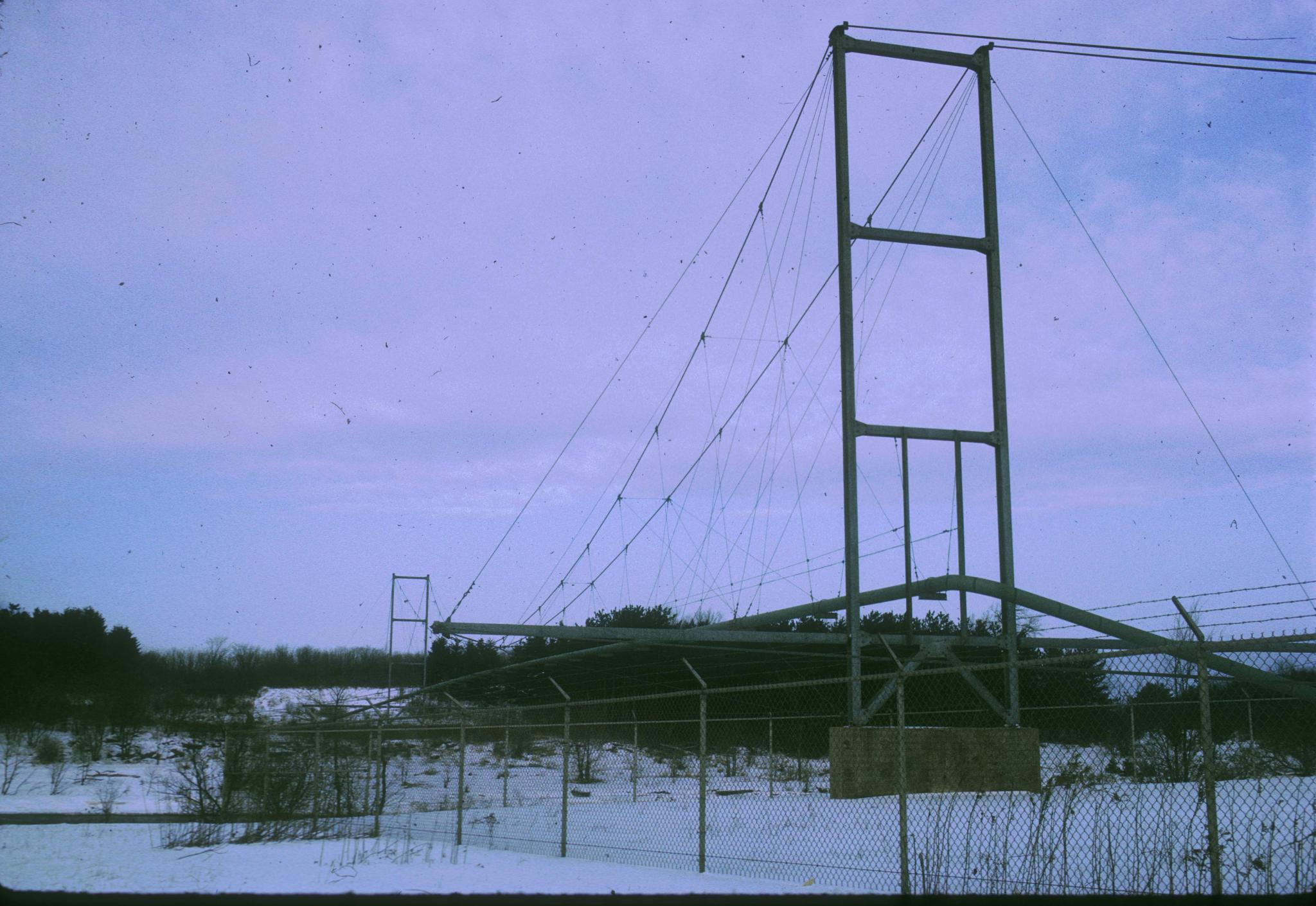 Photograph of an unidentified pipeline suspension bridge near Watertown, New…