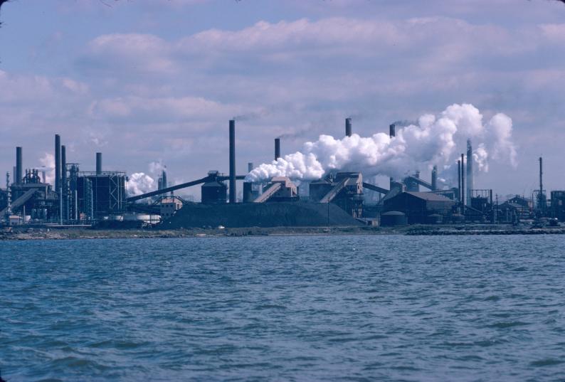 View of coke quenching at Sparrows Point, MD, from the water.