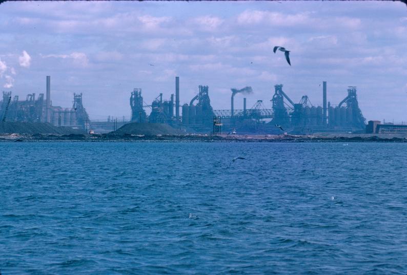 View of blast furnaces at Sparrow Point, MD.