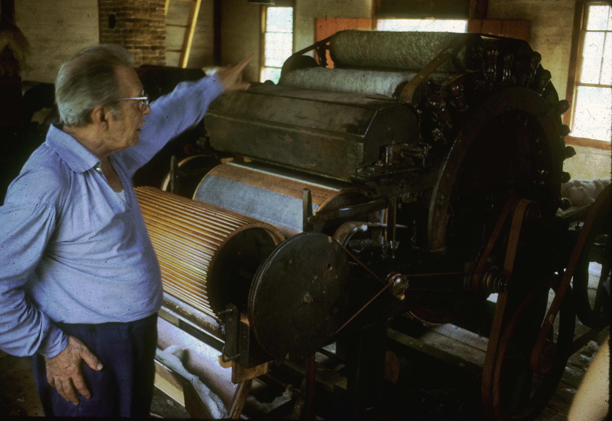 Photograph of a carding mill in the museum.