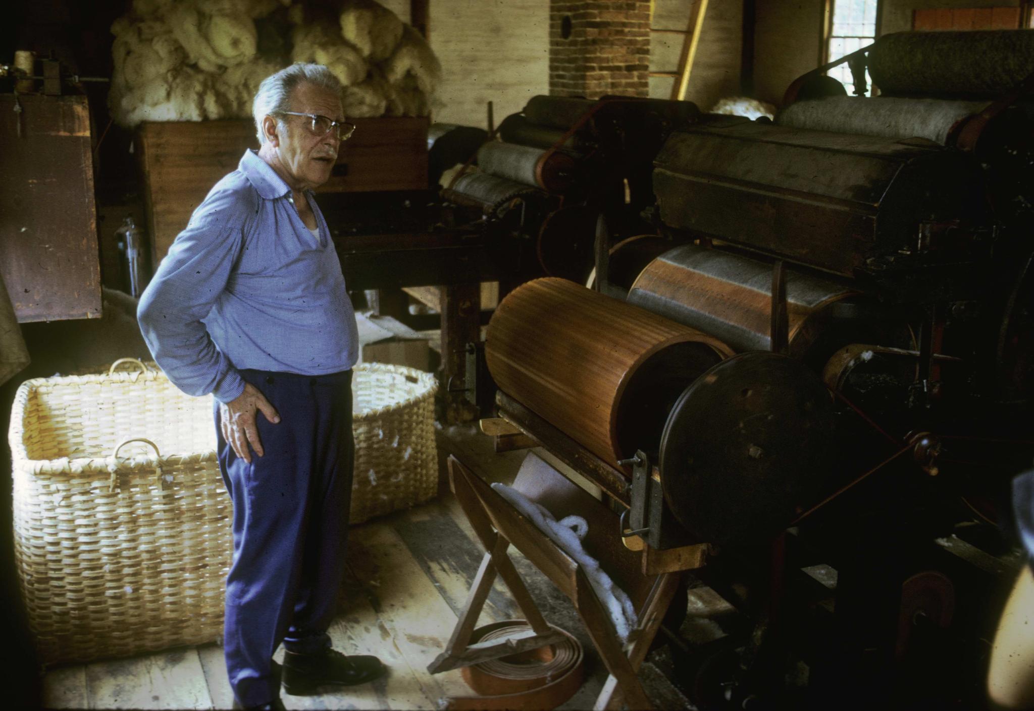 Photograph of a carding mill in the museum.