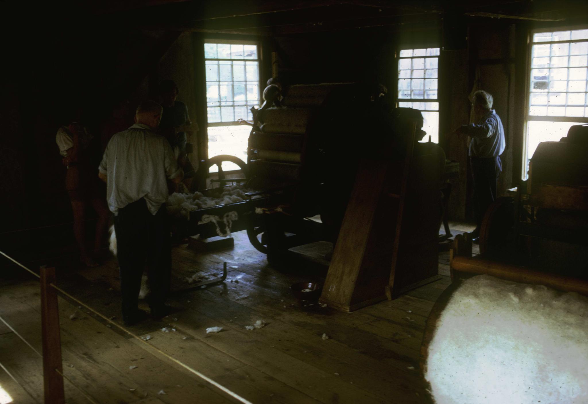 Photograph of a carding mill display at the museum.