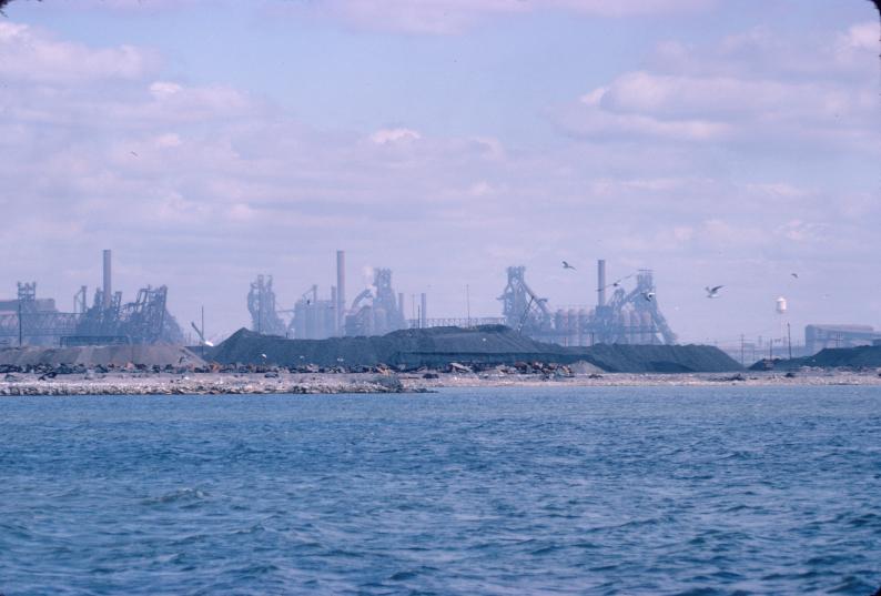 View of blast furnaces at Sparrows Point, MD.