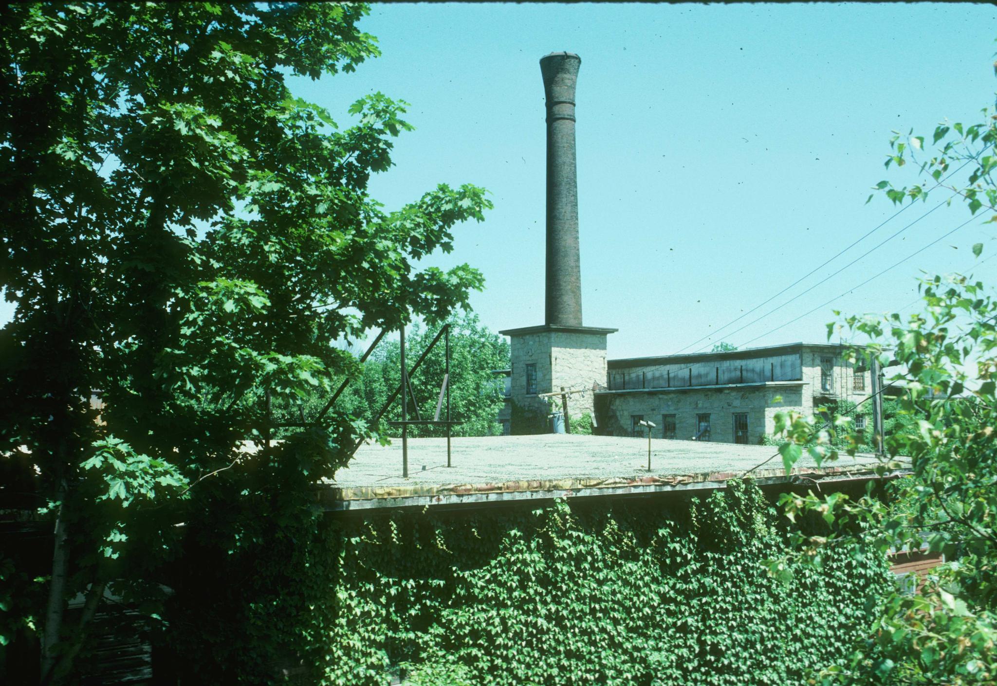 Photograph of an unidentified shoddy mill near Dorchester, Boston,…