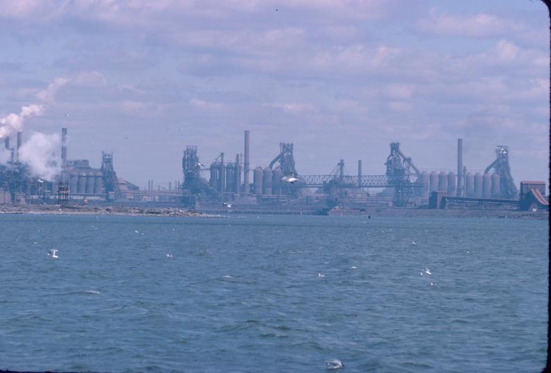 View of blast furnaces at Sparrows Point, MD.