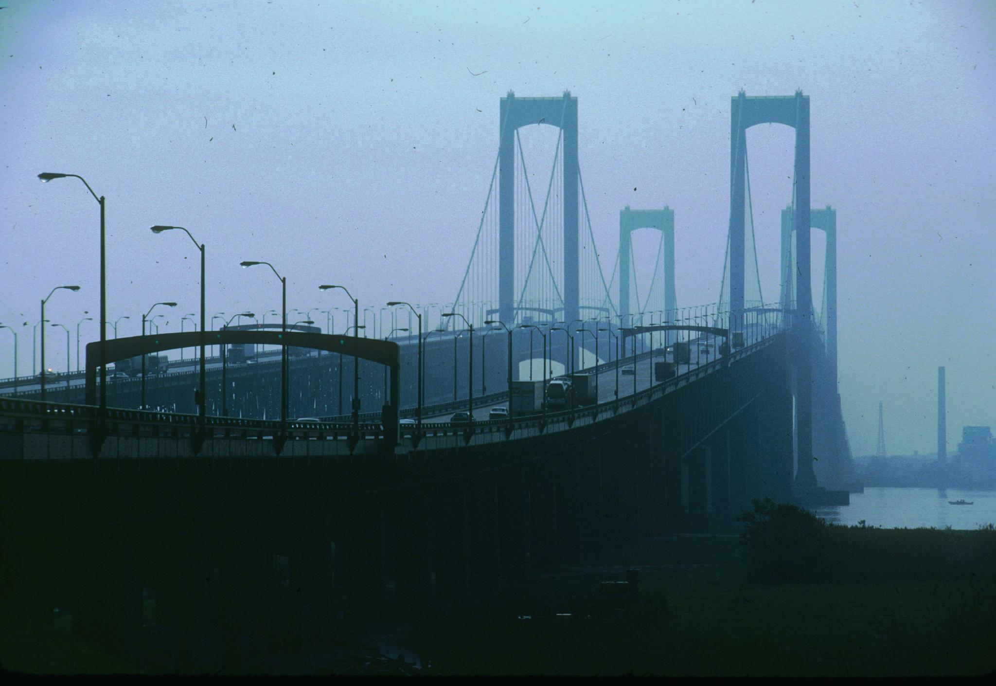 Photograph of the Delaware Memorial Bridge emphasizing the approach.