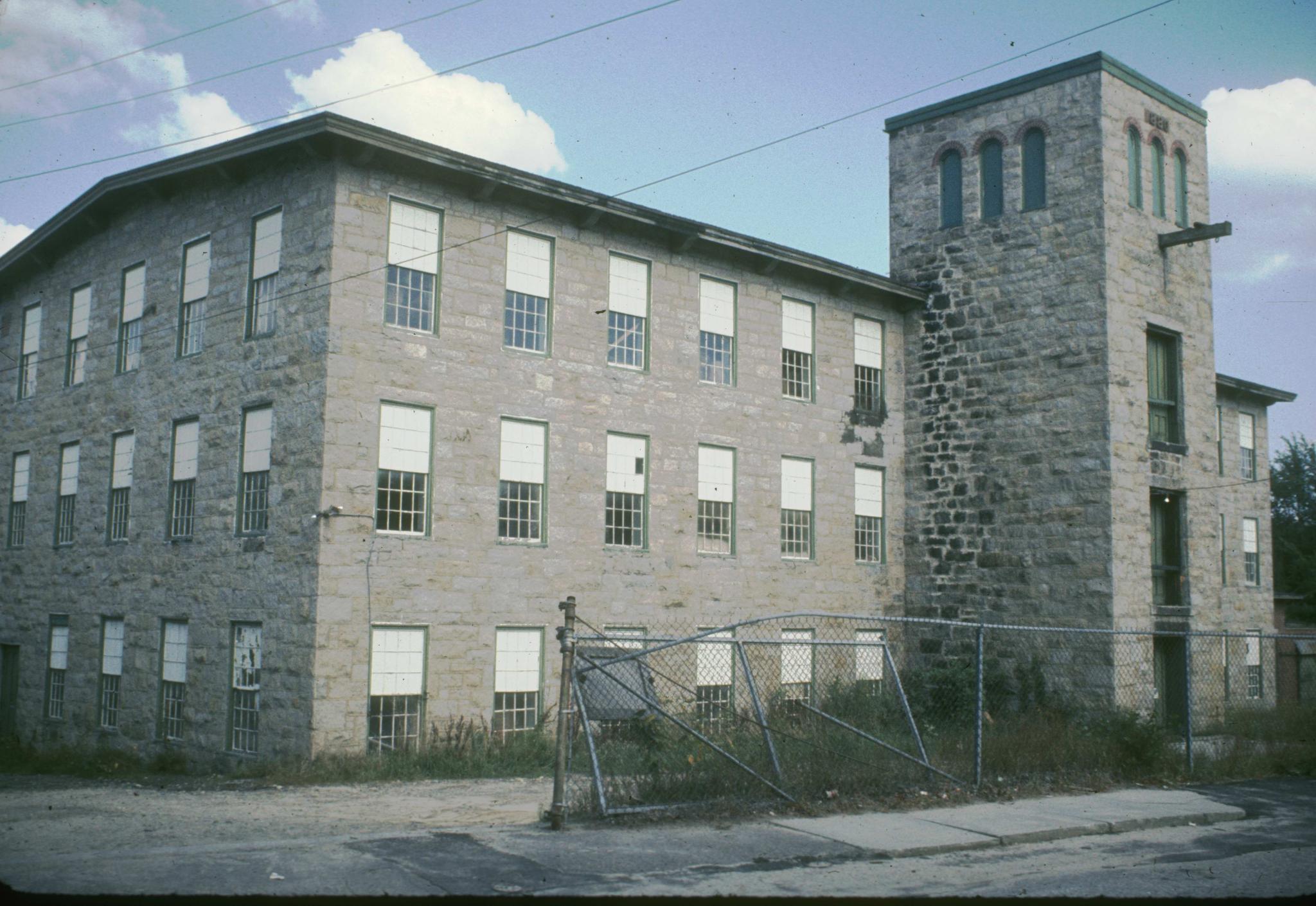 Photograph of an unidentified 1880 stone mill in North Bellingham,…