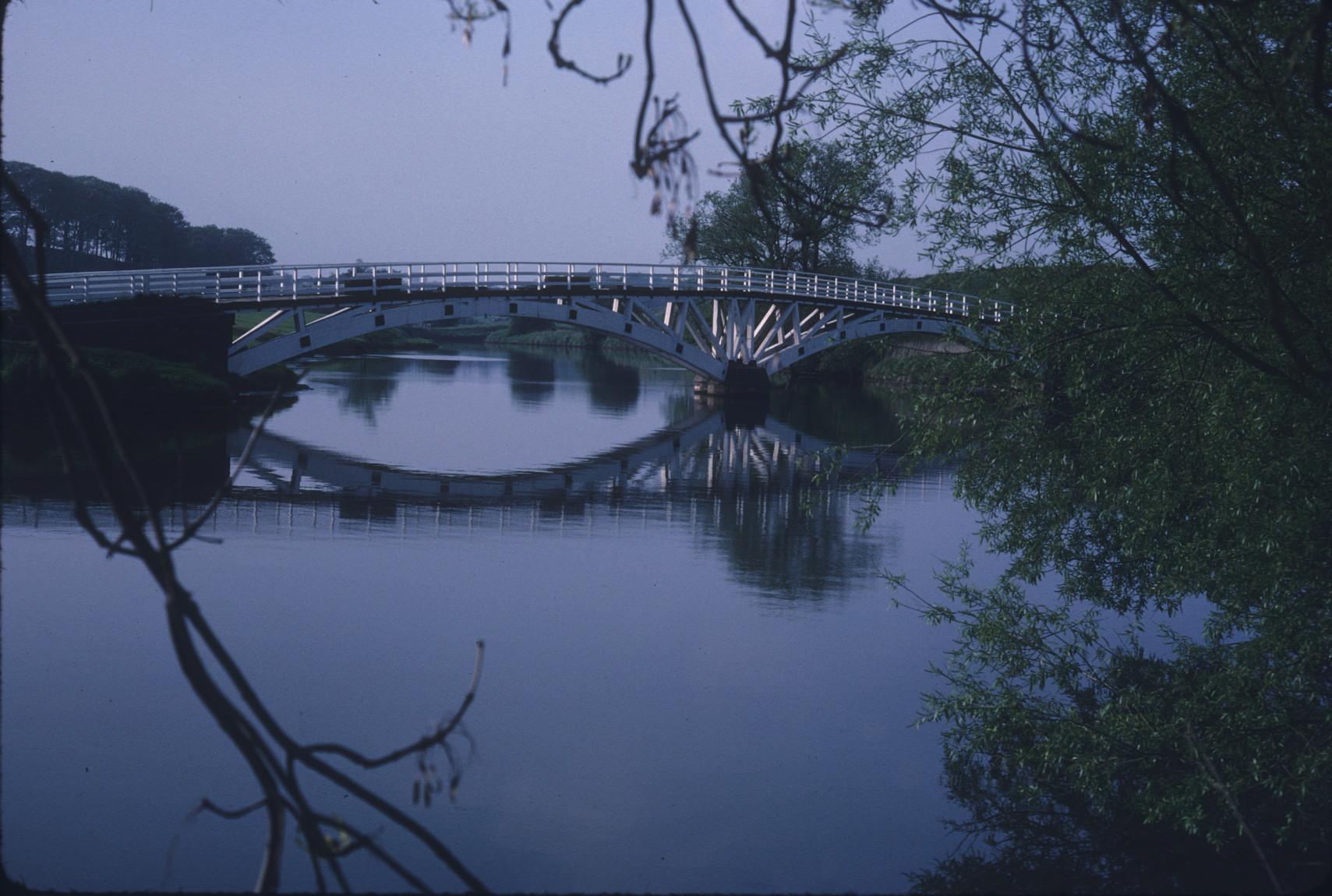 Unidentified timber road bridge over the River Weaver, Dutton, Northwich,…