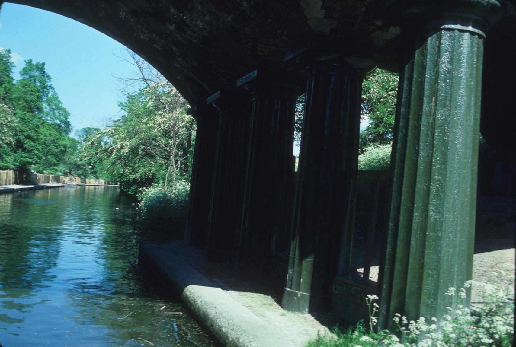 Cast iron bridge columns over the Regents Canal, London. Columns cast by the…