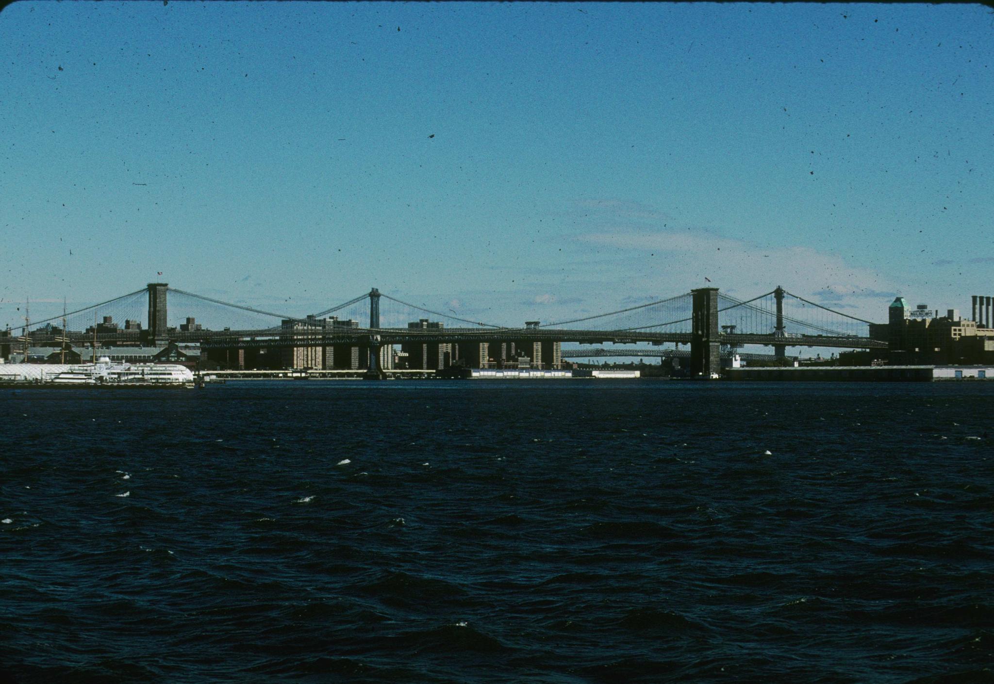 Photograph of the Brooklyn and Manhattan bridges.