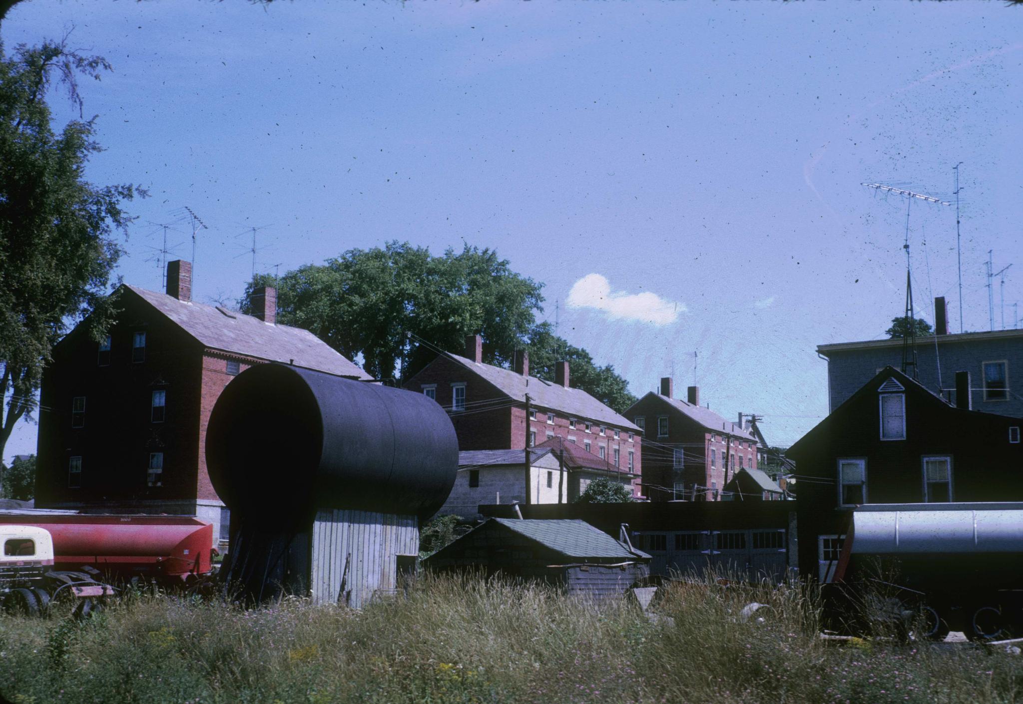 Photograph of brick mill housing associated with Slater's mills in Webster.